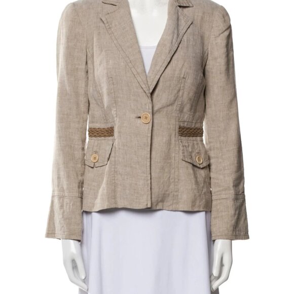 Trina Turk Beige Linen Blazer Women’s Size 4 - Very Good Condition - Picture 1 of 7